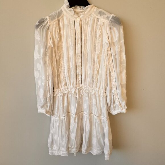 Joie Adel B Lace Ruffled Floral Long Sleeve Mini Dress - Picture 1 of 13